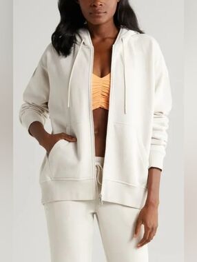 Zella Cloud Fleece Zip Hoodie - Grey Moonbeam